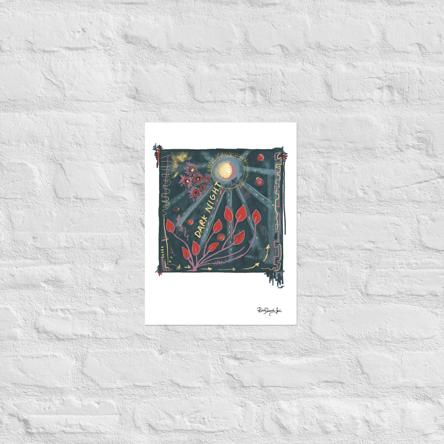 Soul Series #4- Dark Night: Abstract illustration, Giclee Print by Rachel Devenish Ford.