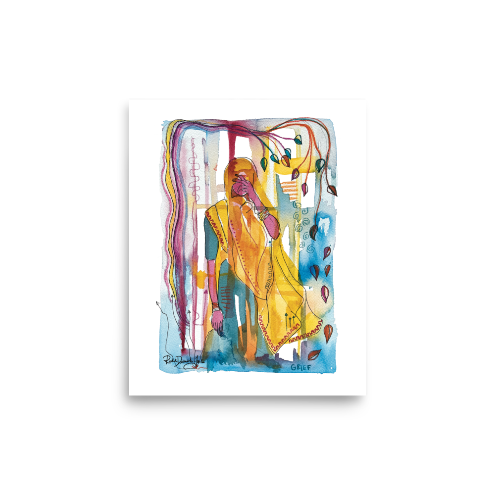 Postures #4- Grief: Portrait illustration, Giclee Print by Rachel Devenish Ford.