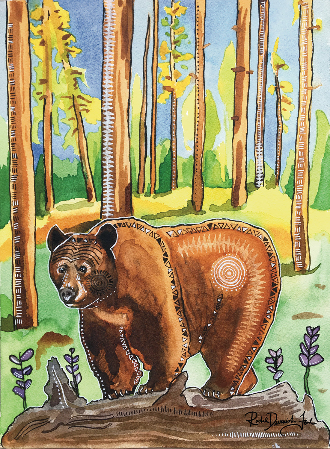 Brown Bear Watercolor Painting- Animal Illustration- Archival Giclee Print by Rachel Devenish Ford