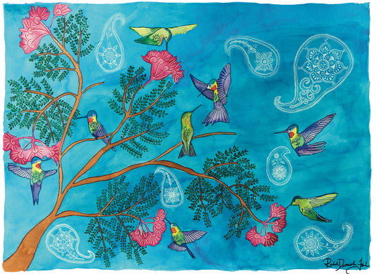 Hummingbirds: Watercolor Archival Print- Bird Illustration- Giclée Print