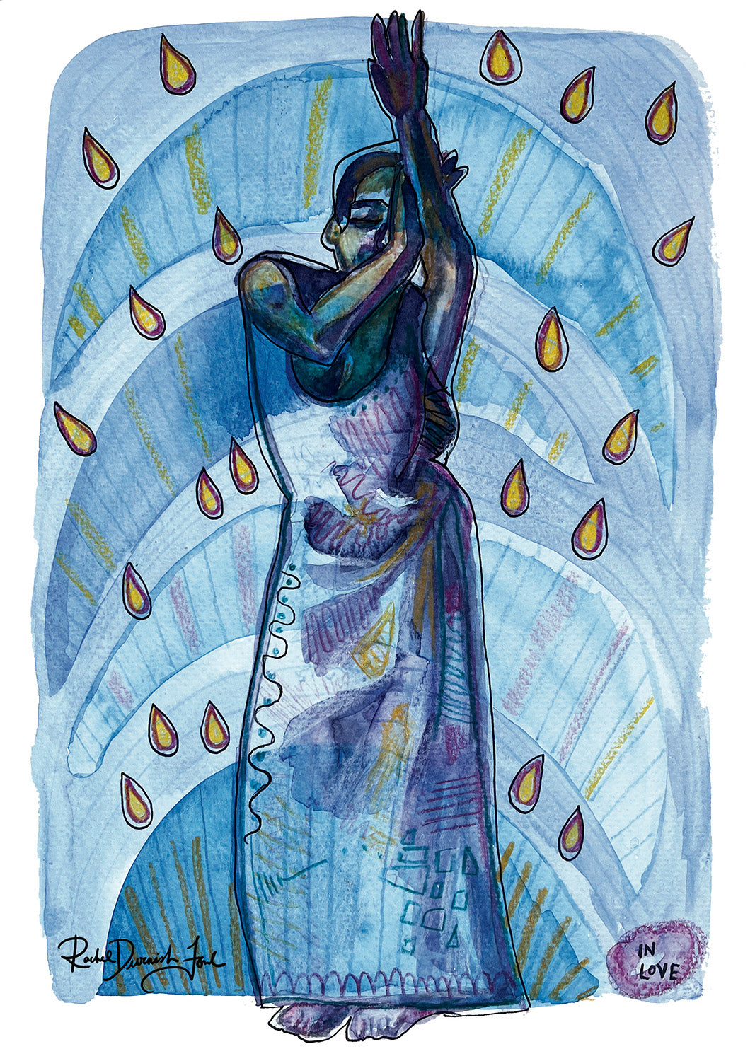 Postures #2- In Love: Portrait illustration, Giclee Print by Rachel Devenish Ford.