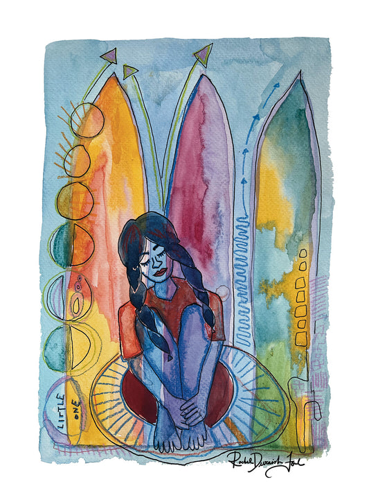 Postures #3- Little One: Portrait illustration, Giclee Print by Rachel Devenish Ford.