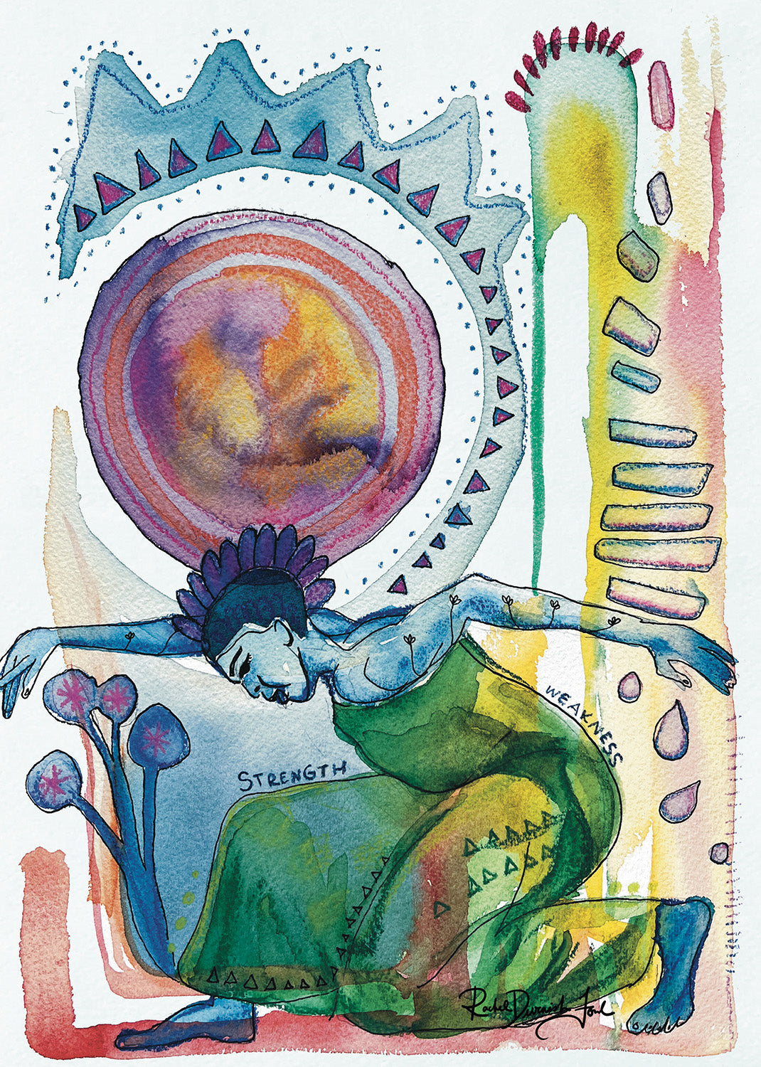 Postures #6- Strength/Weakness: Portrait illustration, Giclee Print by Rachel Devenish Ford.