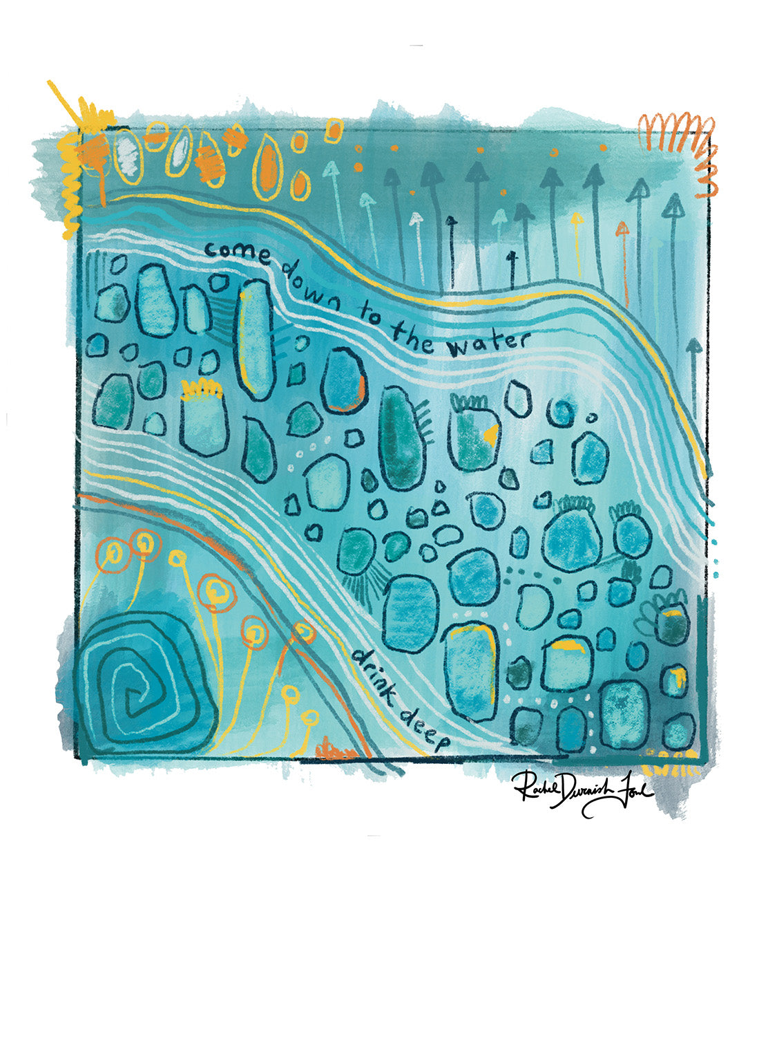 Soul Series #11- Come Down to the Water: Abstract illustration, Giclee Print by Rachel Devenish Ford.