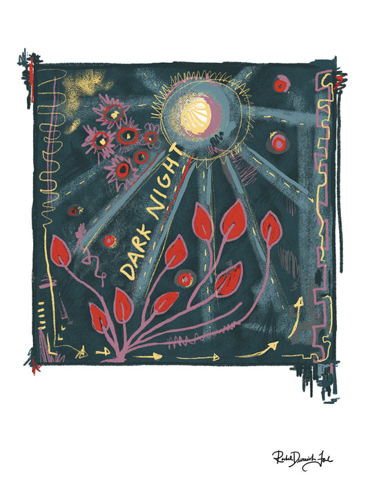 Soul Series #4- Dark Night: Abstract illustration, Giclee Print by Rachel Devenish Ford.