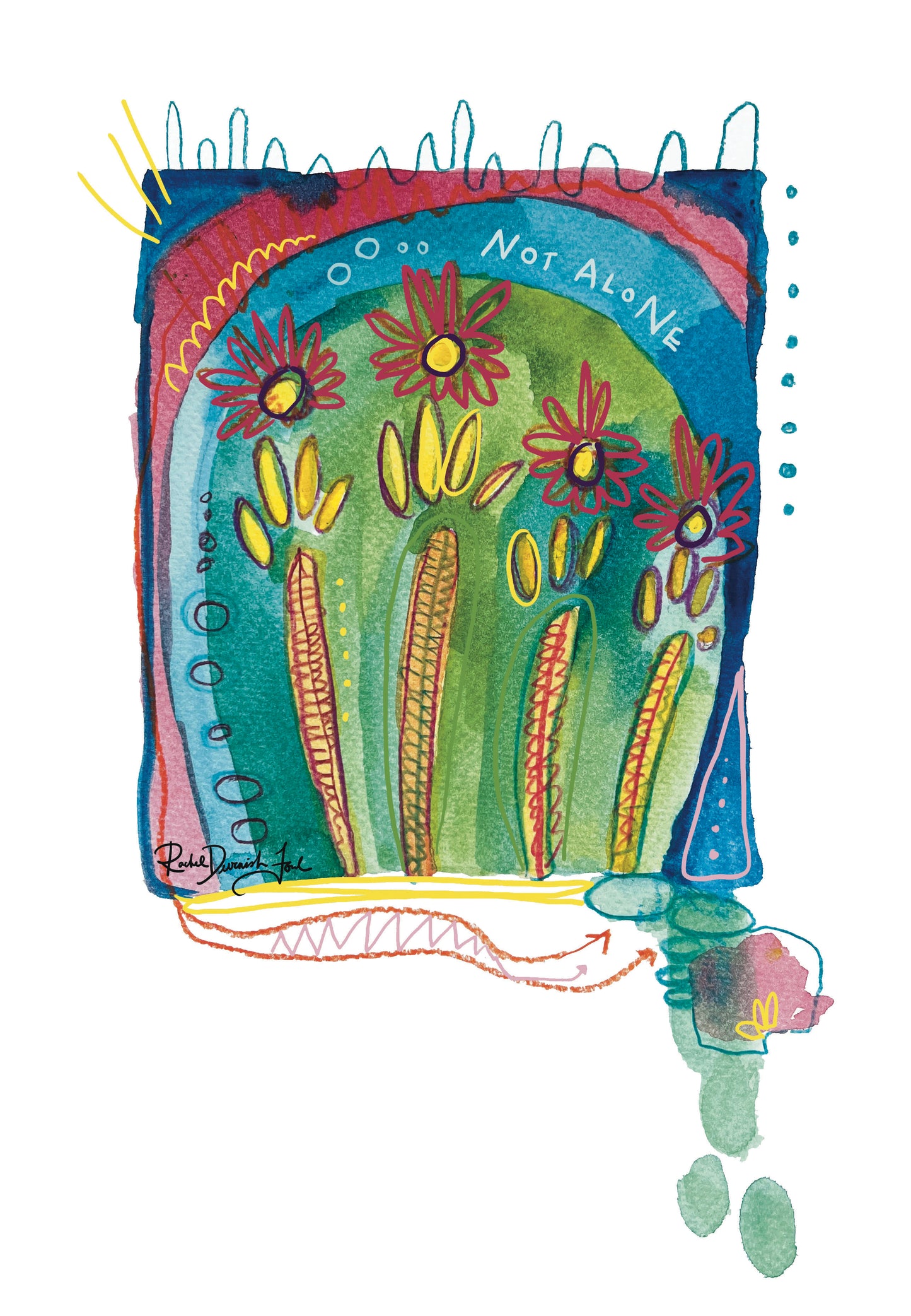 Soul Series #6- Not Alone: Abstract illustration, Giclee Print by Rachel Devenish Ford.