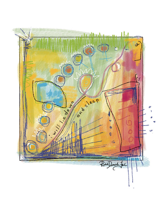 Soul Series #7- I Will Lie Down and Sleep: Abstract illustration, Giclee Print by Rachel Devenish Ford.