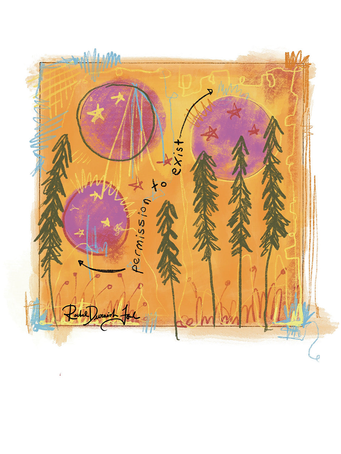 Soul Series #8- Permission: Abstract illustration, Giclee Print by Rachel Devenish Ford.