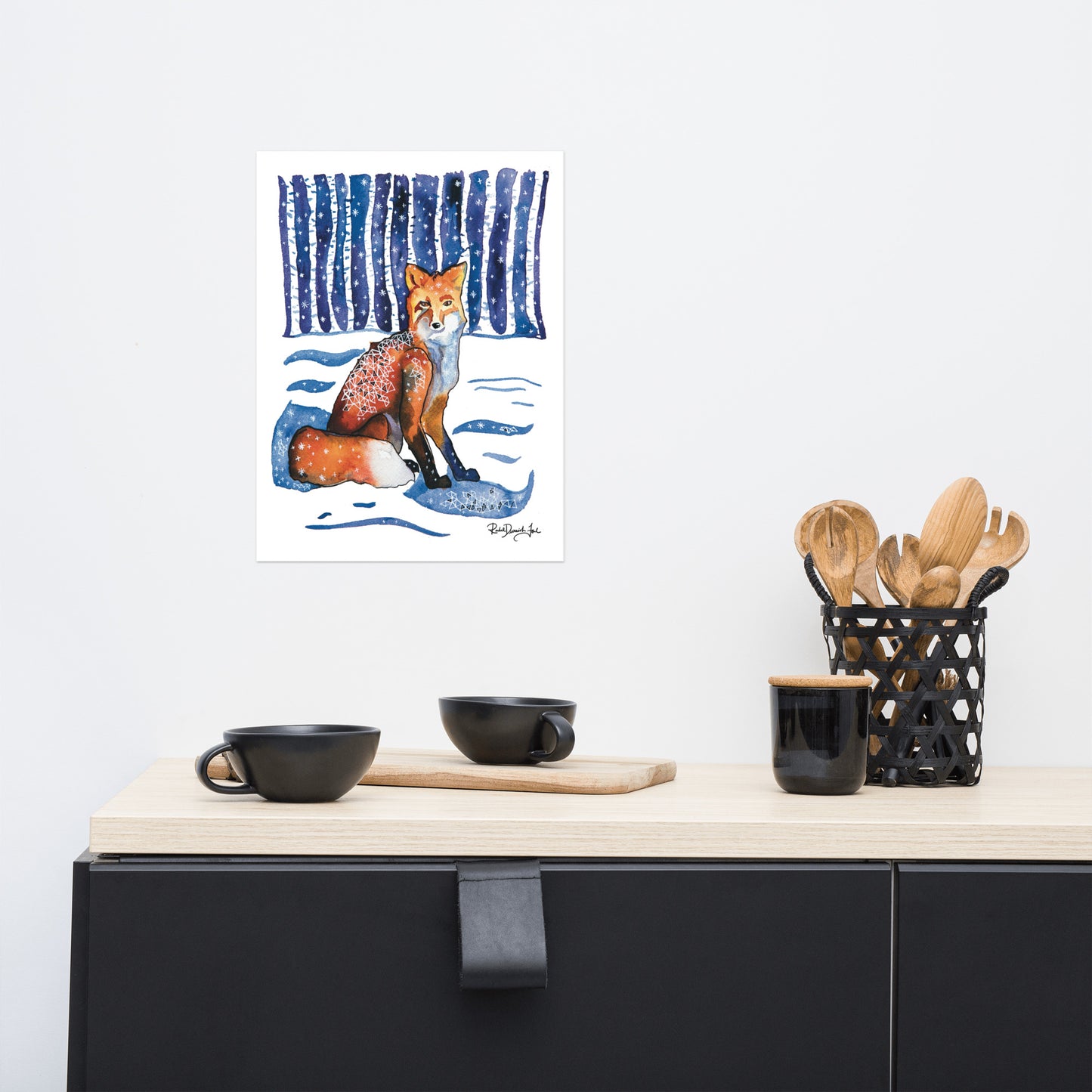 Fox in the Woods: Watercolor and ink archival art print- Animal illustration- Giclée print