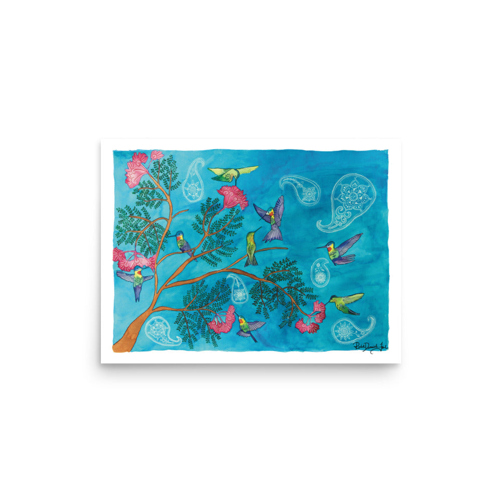 Hummingbirds: Watercolor Archival Print- Bird Illustration- Giclée Print