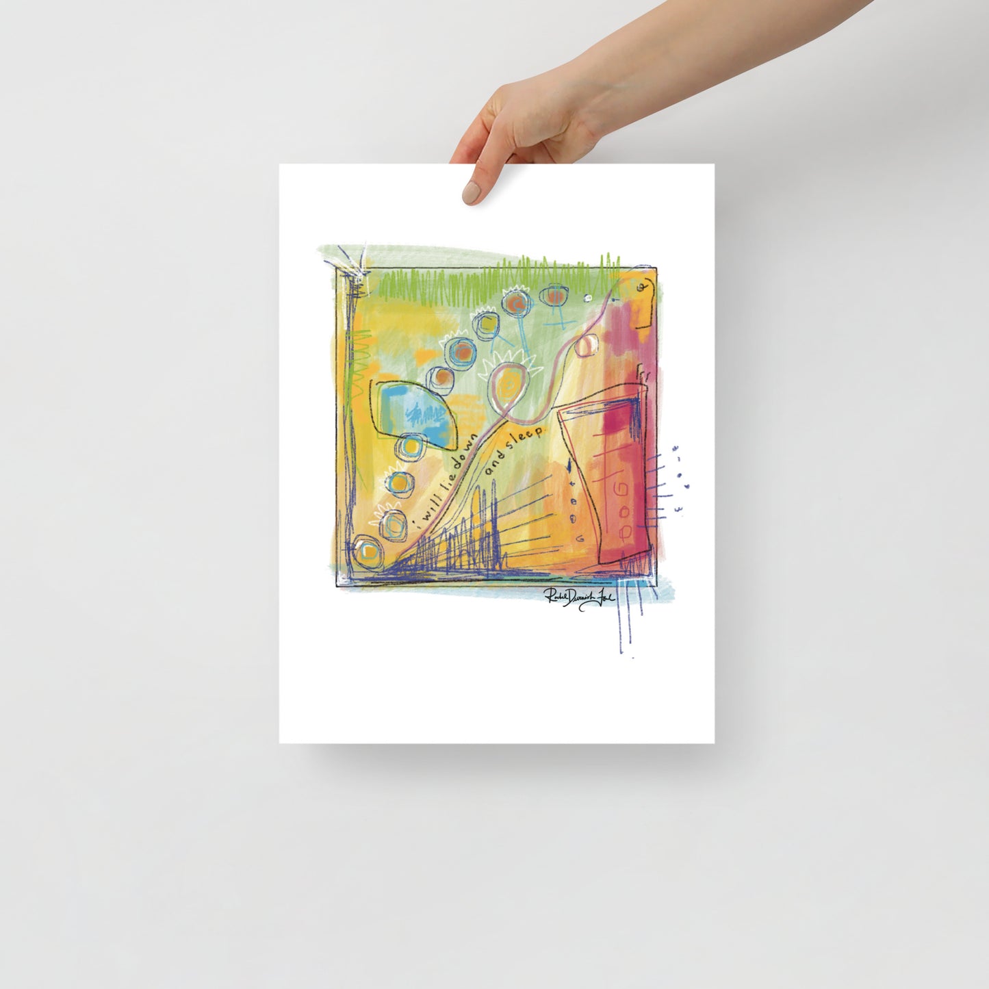 Soul Series #7- I Will Lie Down and Sleep: Abstract illustration, Giclee Print by Rachel Devenish Ford.