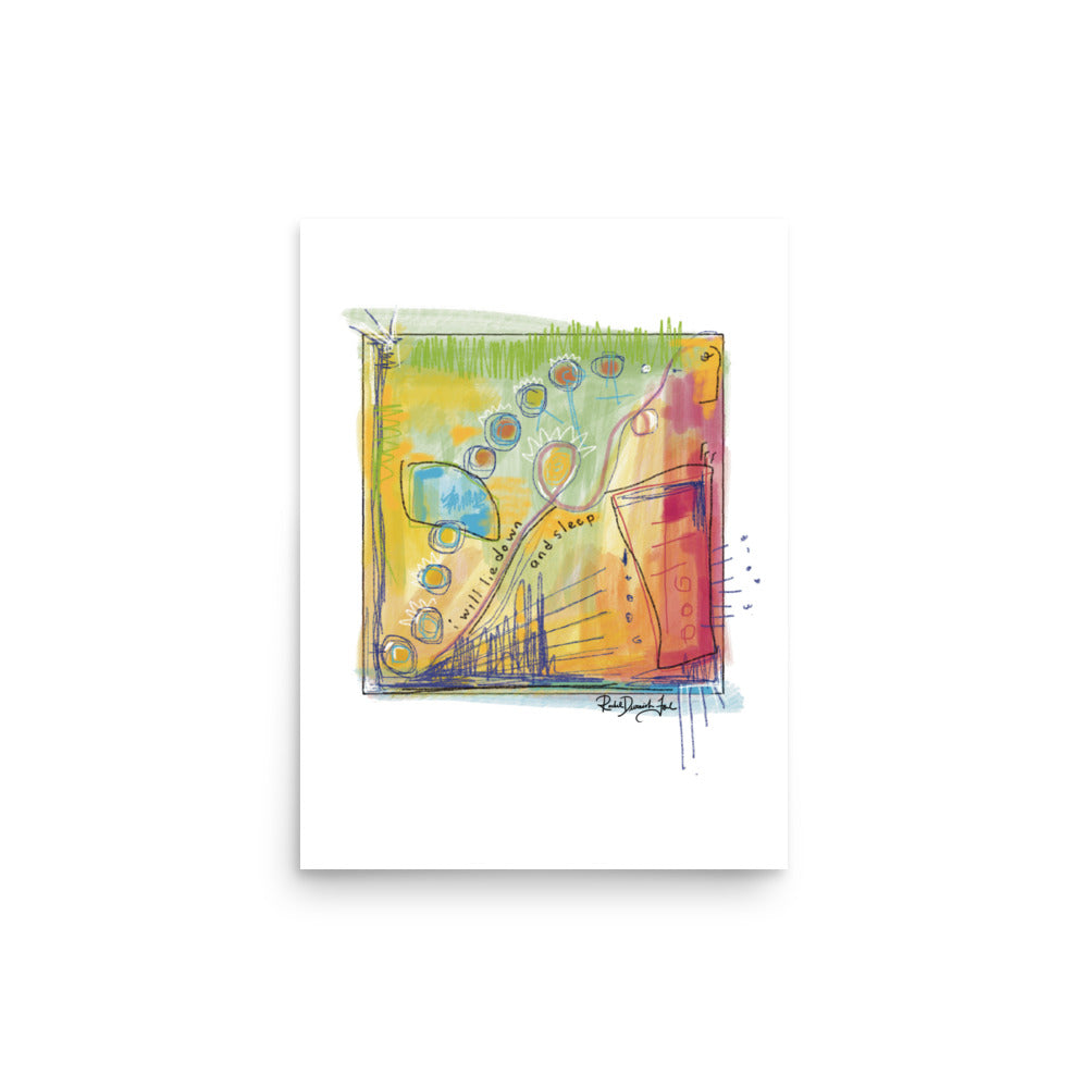 Soul Series #7- I Will Lie Down and Sleep: Abstract illustration, Giclee Print by Rachel Devenish Ford.