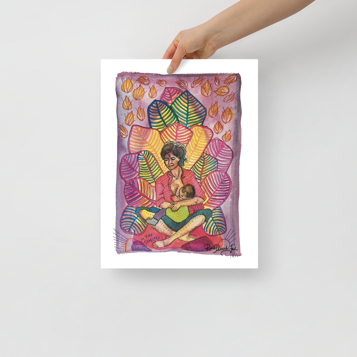 Postures #5- In the Shelter: Portrait illustration, Giclee Print by Rachel Devenish Ford.