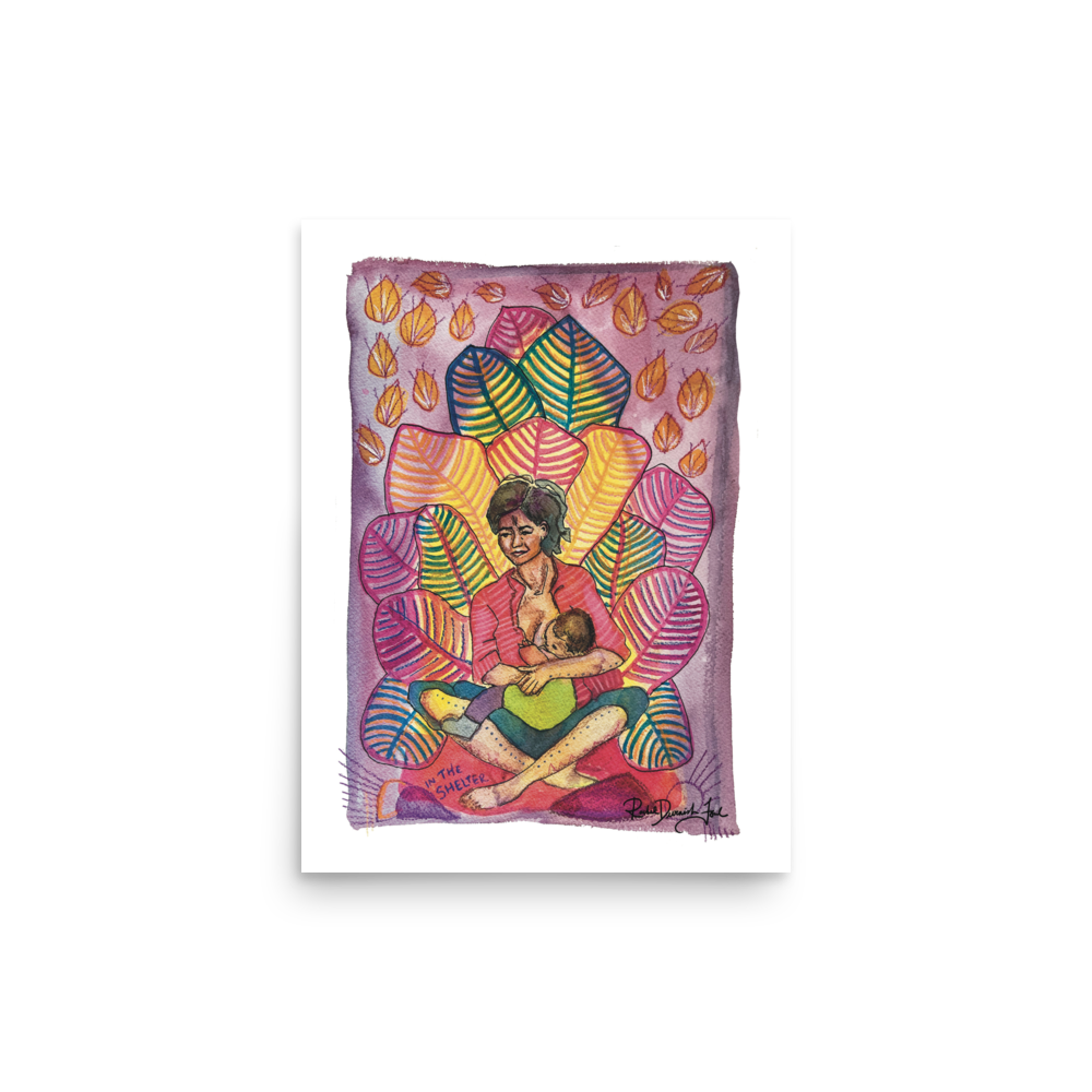 Postures #5- In the Shelter: Portrait illustration, Giclee Print by Rachel Devenish Ford.