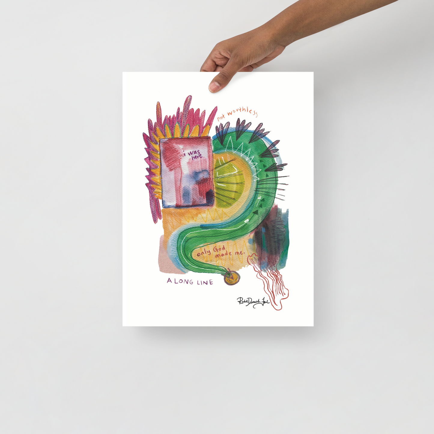 Diagram #1- A long line: Portrait illustration, Giclee Print by Rachel Devenish Ford.