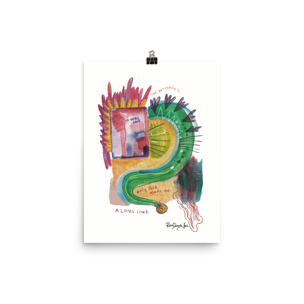 Diagram #1- A long line: Portrait illustration, Giclee Print by Rachel Devenish Ford.