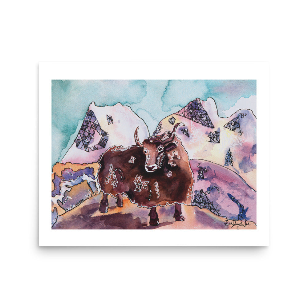Yak!- Watercolor and ink archival print- Animal illustration- Giclee print- by Rachel Devenish Ford