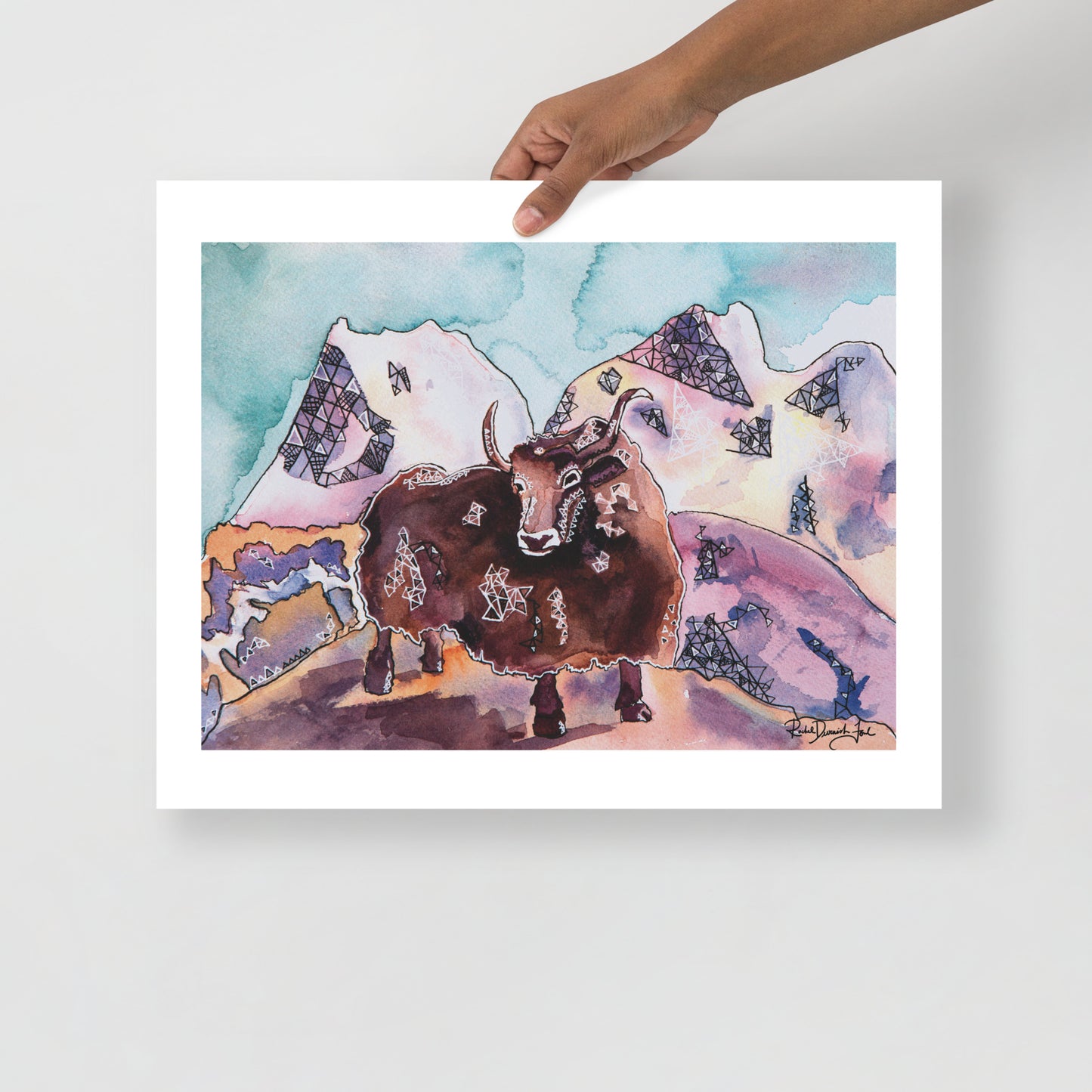Yak!- Watercolor and ink archival print- Animal illustration- Giclee print- by Rachel Devenish Ford