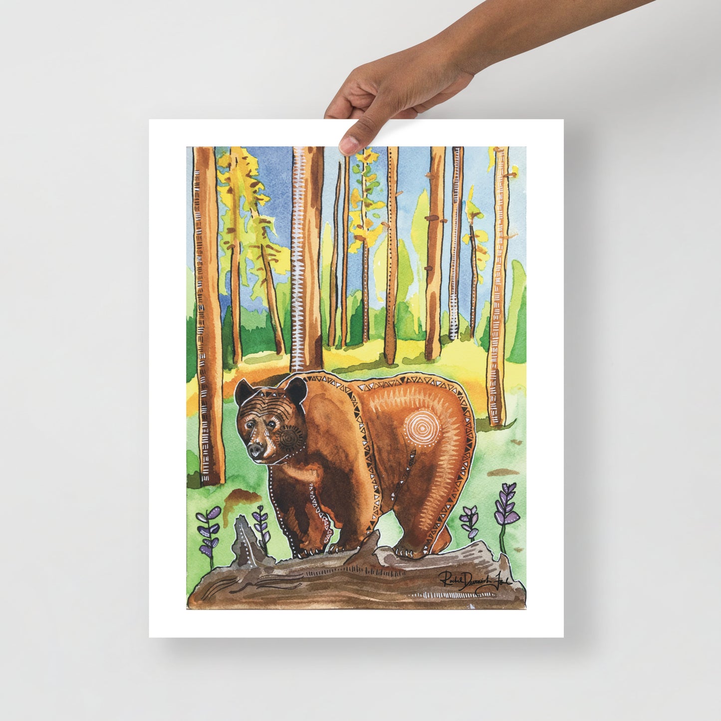 Brown Bear Watercolor Painting- Animal Illustration- Archival Giclee Print by Rachel Devenish Ford