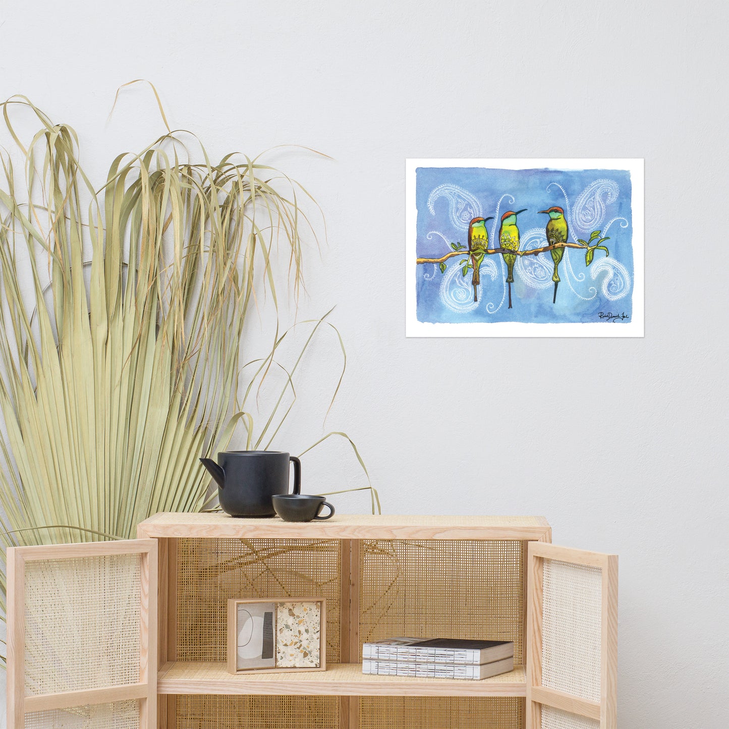 The Bee-eaters: Watercolor and Ink Archival Print- Bird Illustration- Giclee Print- by Rachel Devenish Ford