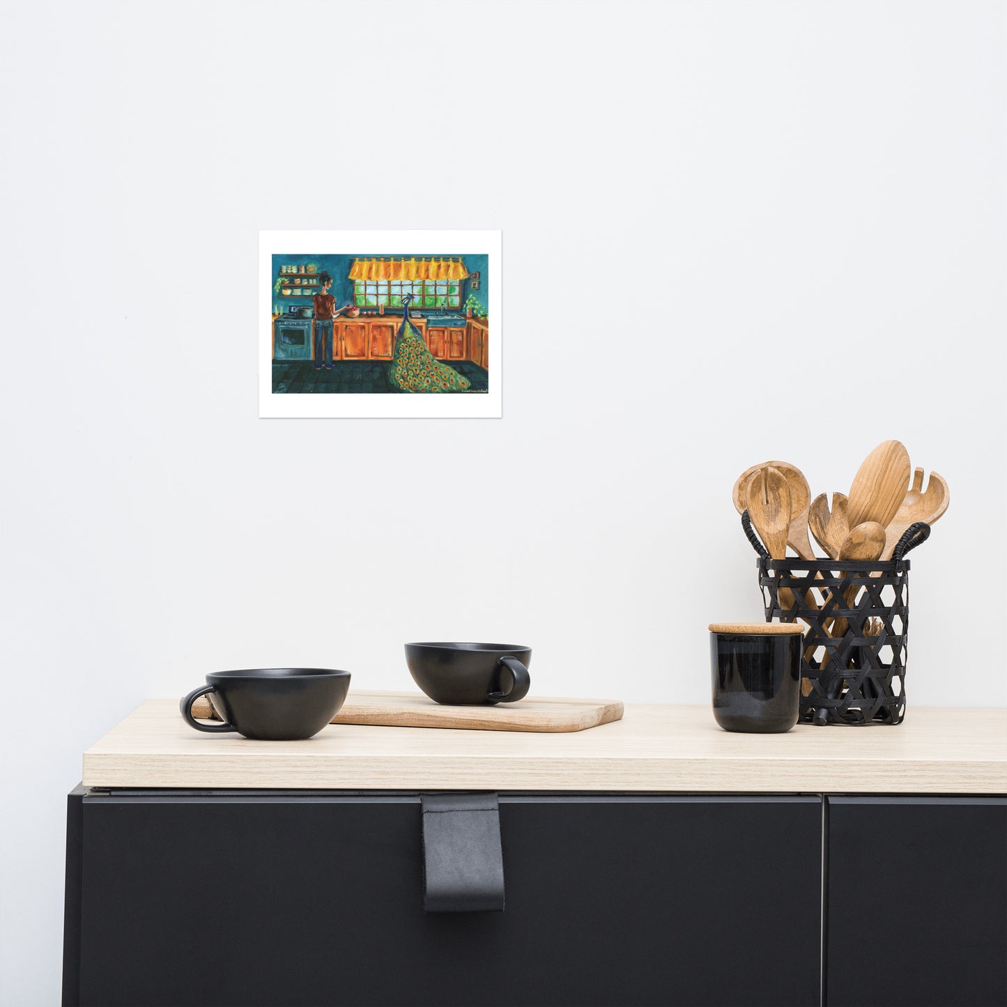 Nothing Was Ordinary- Acrylic Bird Painting - Girl with peacock- Illustrative whimsical archival print- by Rachel Devenish Ford