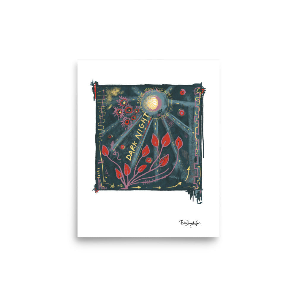 Soul Series #4- Dark Night: Abstract illustration, Giclee Print by Rachel Devenish Ford.