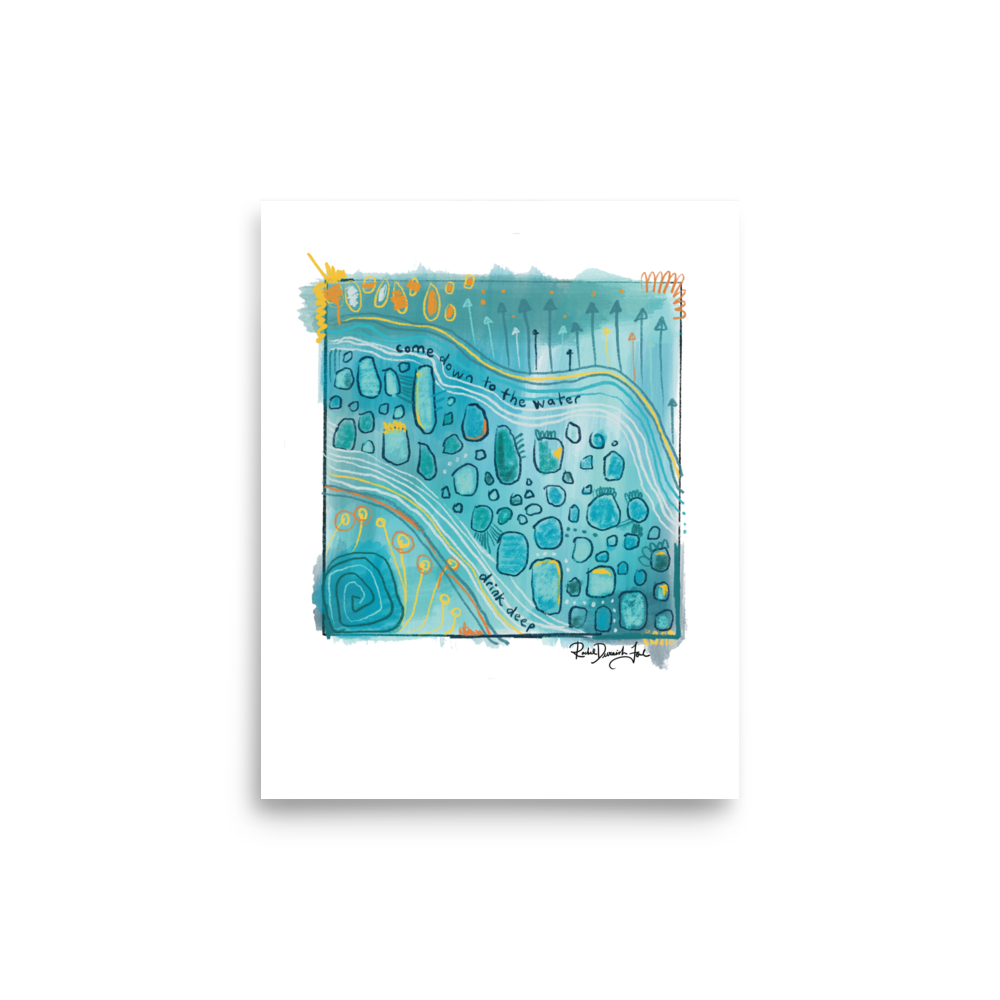Soul Series #11- Come Down to the Water: Abstract illustration, Giclee Print by Rachel Devenish Ford.