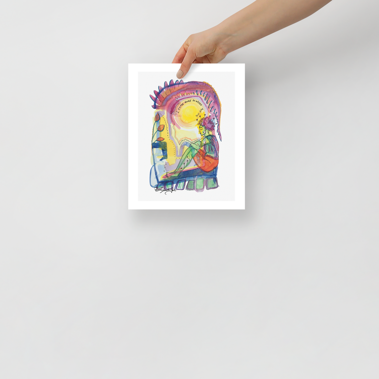 Postures #1- I Come Home to Where You Are: Portrait illustration, Giclee Print by Rachel Devenish Ford.