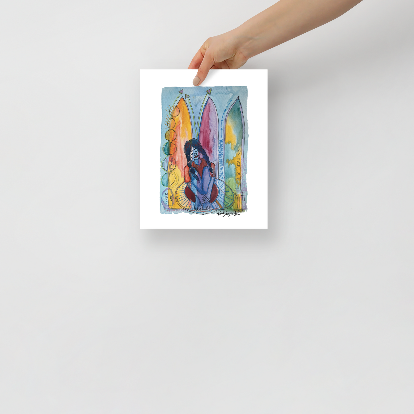 Postures #3- Little One: Portrait illustration, Giclee Print by Rachel Devenish Ford.