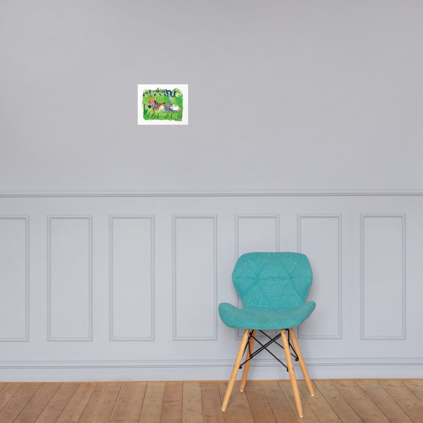 The Cow and the Egret- Watercolor and Ink Archival Print- Animal Illustration- Bird illustration- by Rachel Devenish Ford